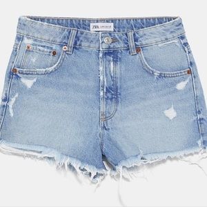 Zara Mid Rise Denim Shorts